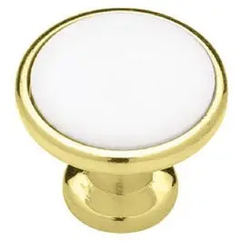 1.25-Inch Cabinet Knob – Brass And White Dual-Finish Design 1