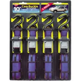 10-Foot Cam Buckle Tie-Down Straps – 4-Pack Heavy-Duty Set 1
