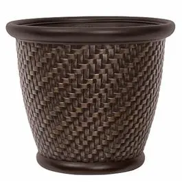 18-Inch Chocolate-Tone Plastic Garden Planter With Wicker Texture 1