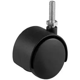 2-Inch Black Dual-Wheel Caster With Threaded Stem Mounting 1