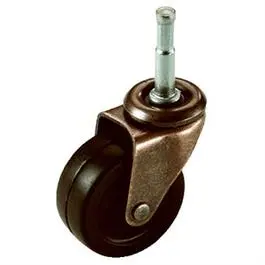 2-Inch Black Soft-Rubber Caster Wheels With Copper-Plated Wood Stem — 2-Pack 1