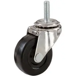 2-Inch Rubber Wheel Caster With Threaded Stem – Swivel Mounting Option 1