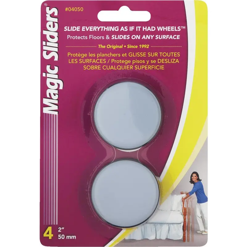 2-Inch Self-Adhesive Round Furniture Glides – Magic Sliders (4-Pack) 1