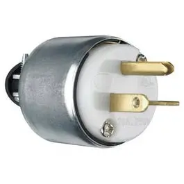 20-Amp Armored Power Plug – White Thermoplastic Housing With Metal Jacket 1