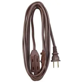 20-Foot Brown Vinyl Extension Cord — 16/2 Spt-2 Cube Tap With Built-In Outlet 1