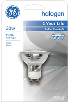 20-Watt Gu10 Mr16 Quartz Halogen Flood Light Bulb 1