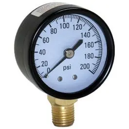 200 Psi Water Pressure Tank Gauge – 1/4" Bottom-Mount Design 1