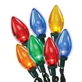 25-Count C9 Led Christmas Lights — Transparent Multi-Color Bulbs 1