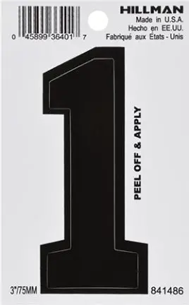 3-Inch Black Vinyl Die-Cut Adhesive Number '3' 1