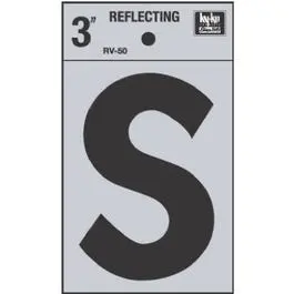 3-Inch Reflective Black-And-Silver Vinyl Address Letter "S" 1