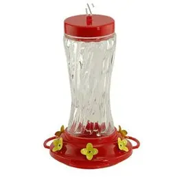 3-Perch Clear Swirl Glass Hummingbird Feeder – 16-Ounce Capacity 1