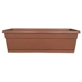 30-Inch Light Terra Cotta Plastic Window Box Planter With Drainage Tray 1