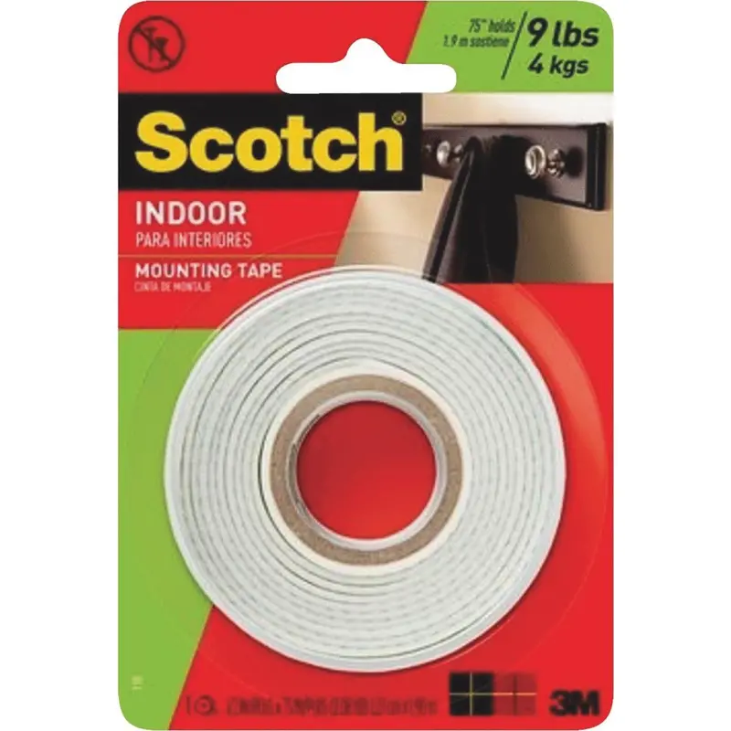 3M Scotch Double-Sided Mounting Tape – 1/2 In X 80 In, Indoor Use, 9 Lb Hold 1