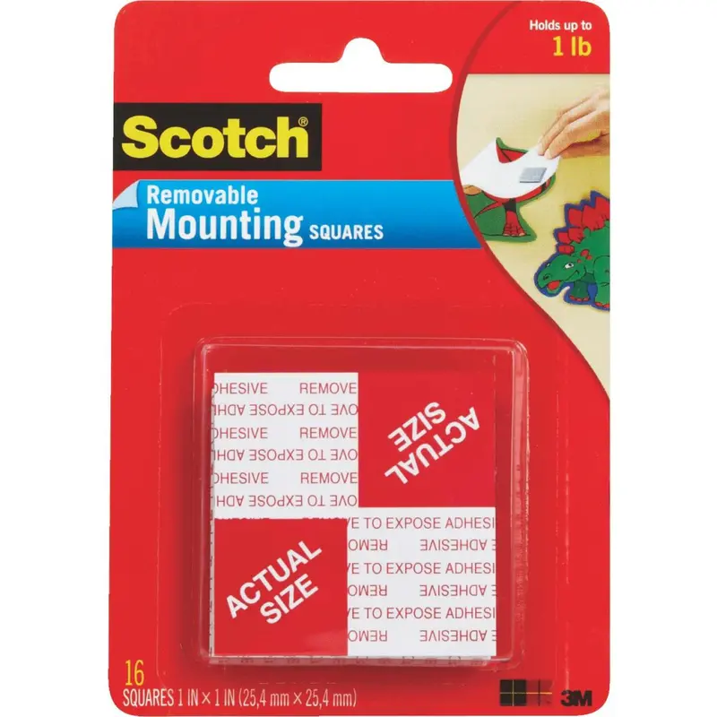3M Scotch Removable Mounting Squares – 1-Inch X 1-Inch, 16-Pack (1-Lb Capacity) 1
