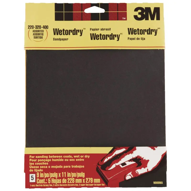 3M Wetordry Sandpaper Pack – 9 X 11 Inches, Assorted Grits (400/320/220) 1