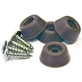 4-Pack Screw-On Rubber Bumpers – Brown, 7/8-Inch Diameter 1