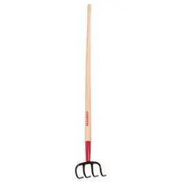 4-Tine Forged Steel Cultivator – Ergonomic Wood Handle Garden Tool 1