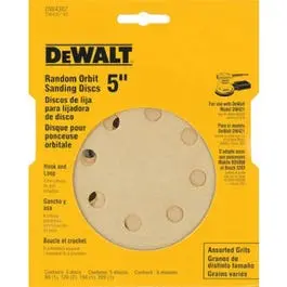 5-Pack 5-Inch 8-Hole Hook-And-Loop Sanding Discs – Assorted Grits 1