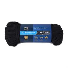 550 Paracord Nylon Rope – Black, 5/32" × 100 Feet, Mil-Spec Grade 1