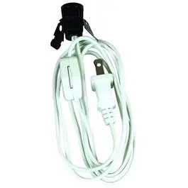 6-Foot White Lamp Cord With Clip-In Candelabra Socket 1