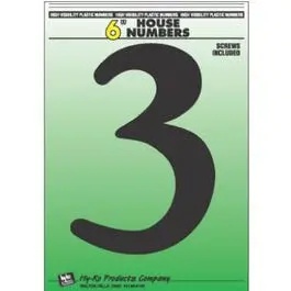 6-Inch Black Plastic Screw-In Address Number "3" 1