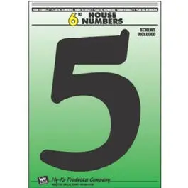 6-Inch Black Plastic Screw-In Address Number "5" 1