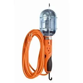 75-Watt Orange Trouble Light With Metal Guard & Outlet – 25-Foot Cord 1