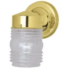 75-Watt Polished Brass Jelly Jar Wall Mount Light Fixture 1