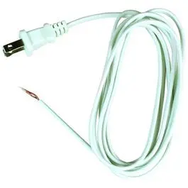 8-Foot White Lamp Cord With Polarized Plug – 18/2 Gauge 1