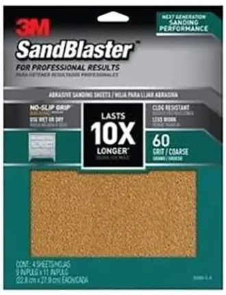 9 X 11-Inch Sandpaper Sheets – 80-Grit, 4-Pack For Sandblasting Prep 1