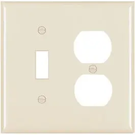 Almond Dual-Function Wall Plate: 1-Toggle + 1-Duplex Opening 1