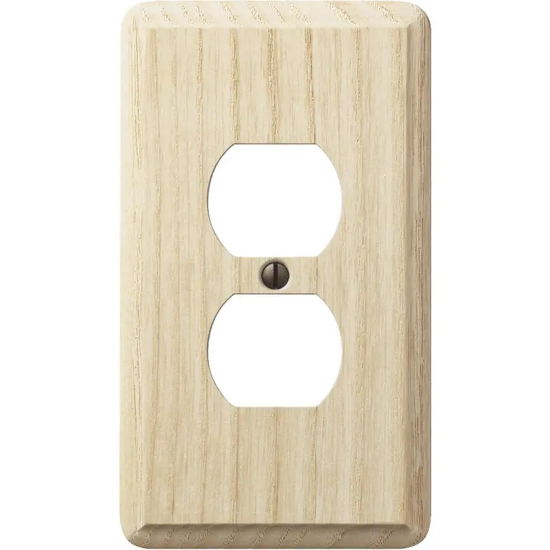Amerelle Solid Oak Outlet Cover – 1-Gang, Unfinished Ash Finish 1