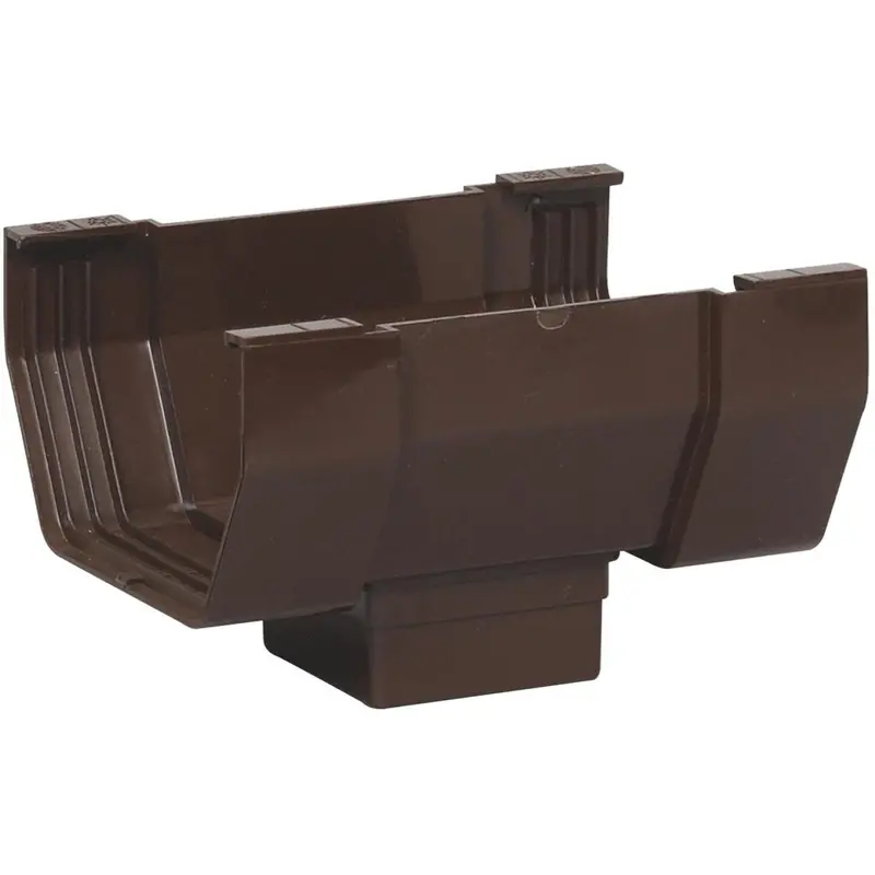 Amerimax 5-Inch Brown Vinyl Contemporary Gutter Center Drop Outlet 1