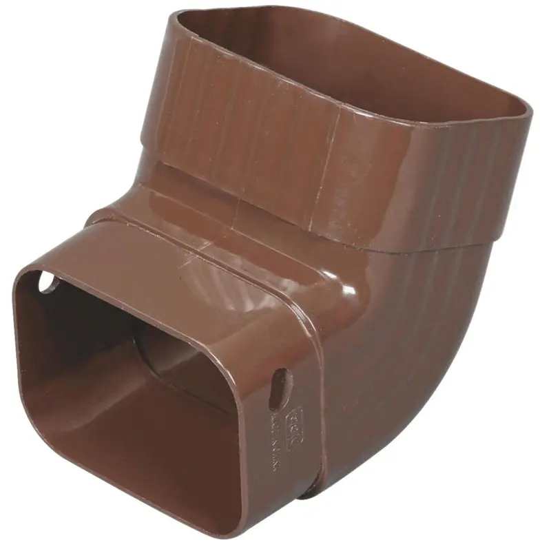 Amerimax Brown Vinyl Front A-Elbow – 2 X 3 Inch Gutter Downspout Fitting 1