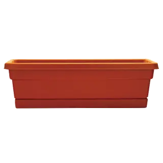 Ames 24-Inch Terracotta Rolled Rim Window Box With Dynamic Design 1