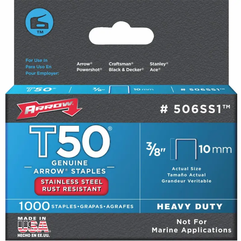 Arrow T50 Stainless Steel Staples – 0.375-Inch, 1000-Pack 1