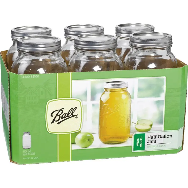Ball Wide-Mouth Mason Jar – 1/2 Gallon, 6-Pack 1
