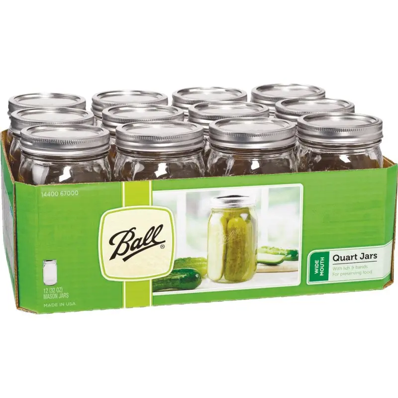 Ball Wide-Mouth Quart Mason Jars – 12-Pack, Canning-Ready 1