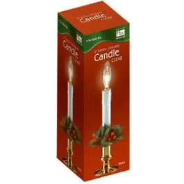 Battery-Powered Christmas Candle With Realistic Clear Flame – 9-Inch White And Brass Design 1