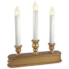 Battery-Powered Gold Led 3-Light Christmas Candolier – 10 Inches 1