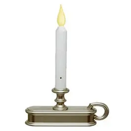 Battery-Powered Led Christmas Candle – Realistic Flame Effect, Pewter Finish 1