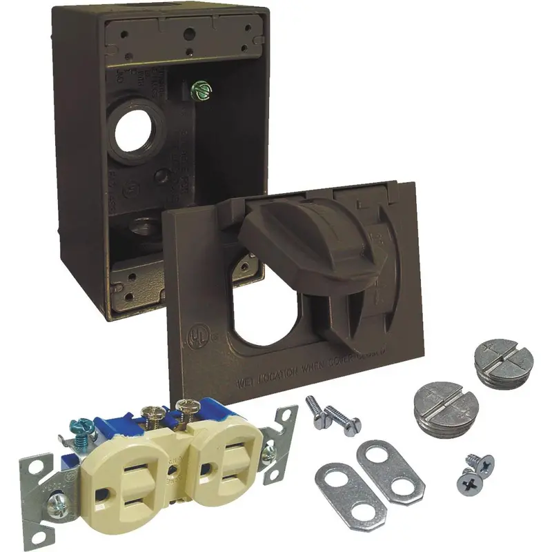Bell Bronze Tamper-Resistant Outdoor Electrical Outlet Kit – Horizontal Mount 1