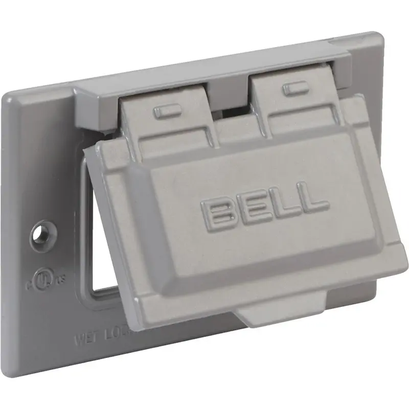 Bell Gray Aluminum Gfci Outdoor Cover – Single-Gang, Rectangular, Weatherproof Design 1