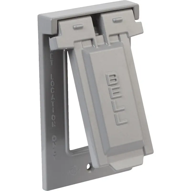Bell Rectangular Gray Aluminum Outdoor Box Cover – Single-Gang, Weather-Resistant 1