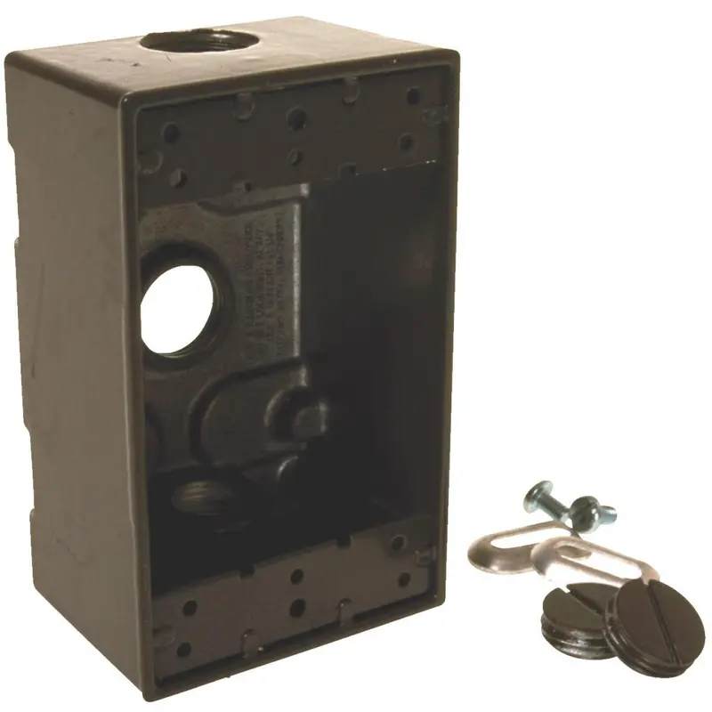 Bell Single-Gang 3-Outlet Weatherproof Outdoor Box – 1/2-Inch Bronze Aluminum, Shrink-Wrapped 1