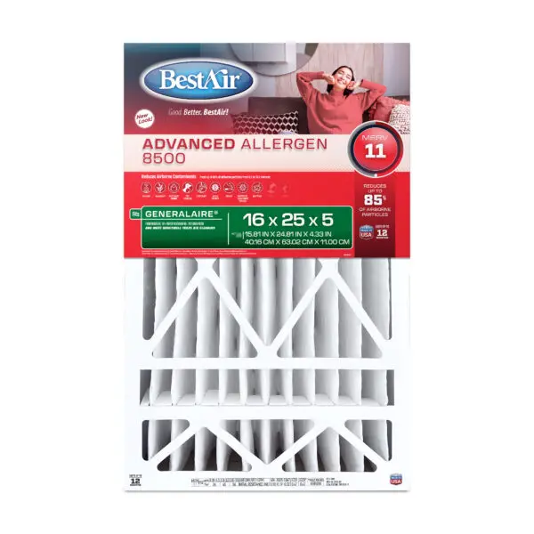 Bestair 16X25X5 Allergen-Defense Furnace Filter – Merv 13 Equivalent, 8500 Series 1