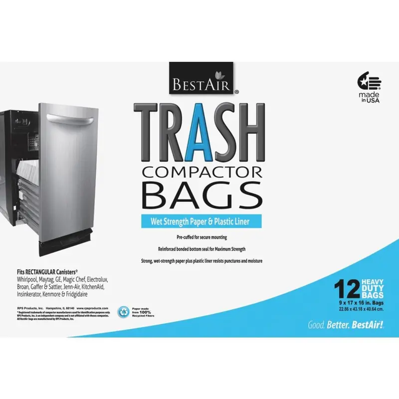 Bestair White Compactor Trash Bags – 1.4 Cu. Ft., 12-Pack 1