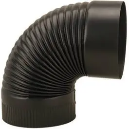 Black Corrugated Stove Pipe Elbow – 24-Gauge Galvanized Steel, 6 Inch Radius 1