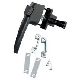 Black Hanging Push-Button Latch With Mounting Hardware 1