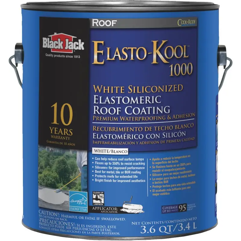 Black Jack Elasto-Kool 1000 White Elastomeric Roof Coating – 1-Gallon, 10-Year Warranty 1